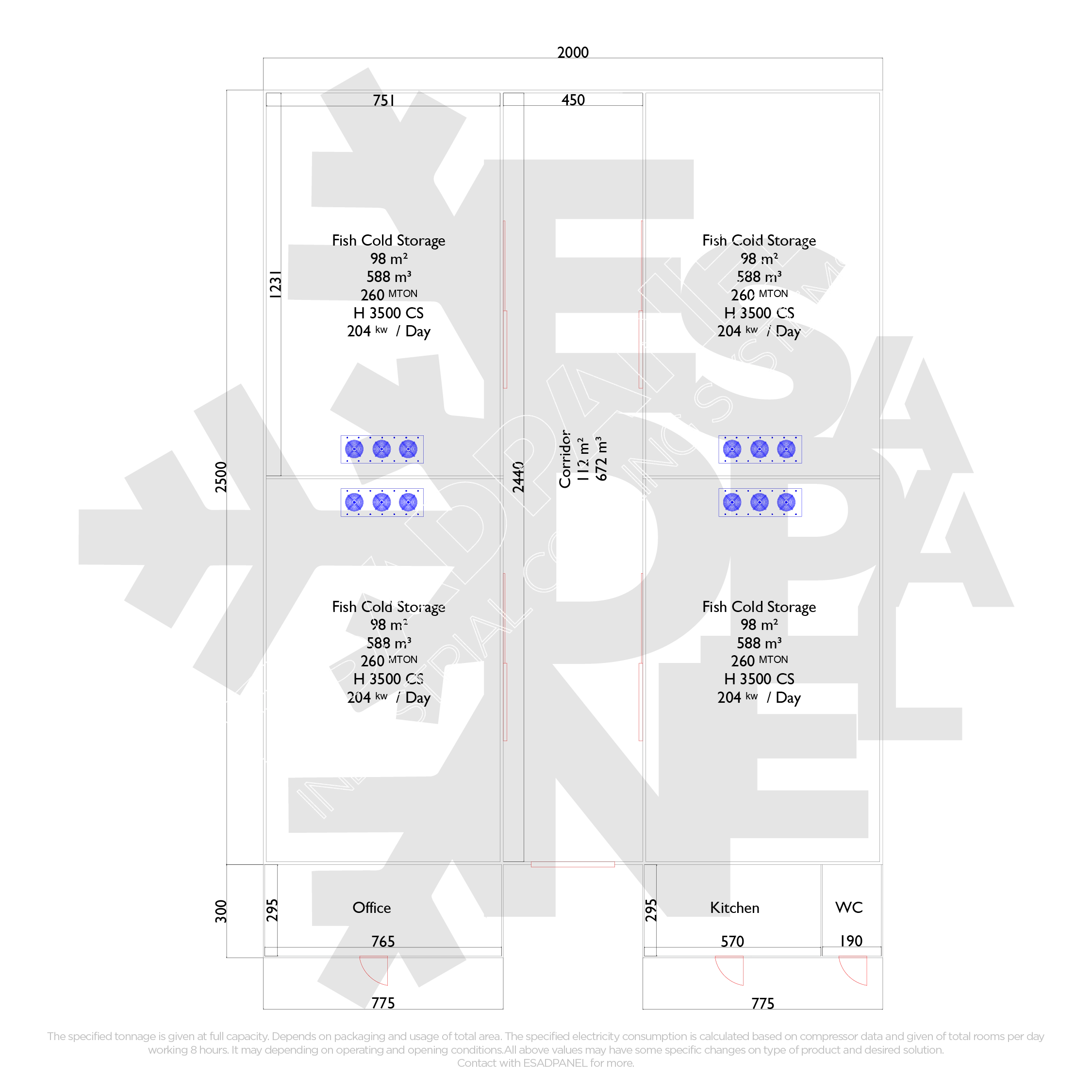 500m2 fish storage, Fish storage ,fish cold room, fish cold storage